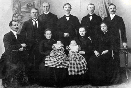 Vintage 19th-century extended family studio portrait